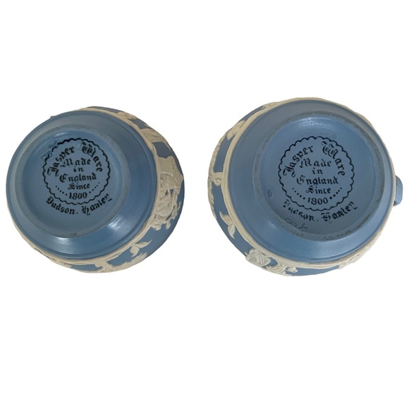 Vtg DUDSON & HANLEY England Blue Jasper Ware GREEK MUSES Mini Creamer+Sugar Bowl - Picture 6 of 6